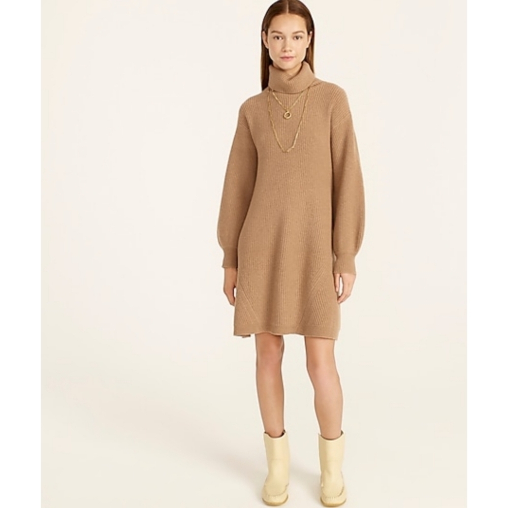 1. J. Crew Recycled-cashmere and wool turtleneck sweater-dress - Picture 2 of 8